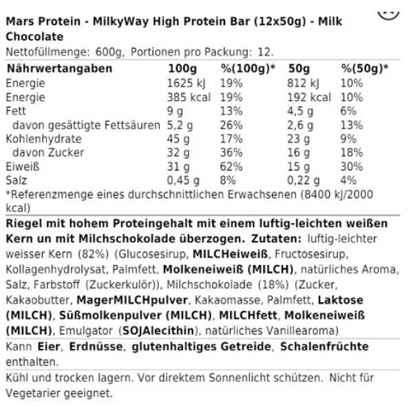 MilkyWay High Protein Bar (12x50g) 1030016-2.jpg